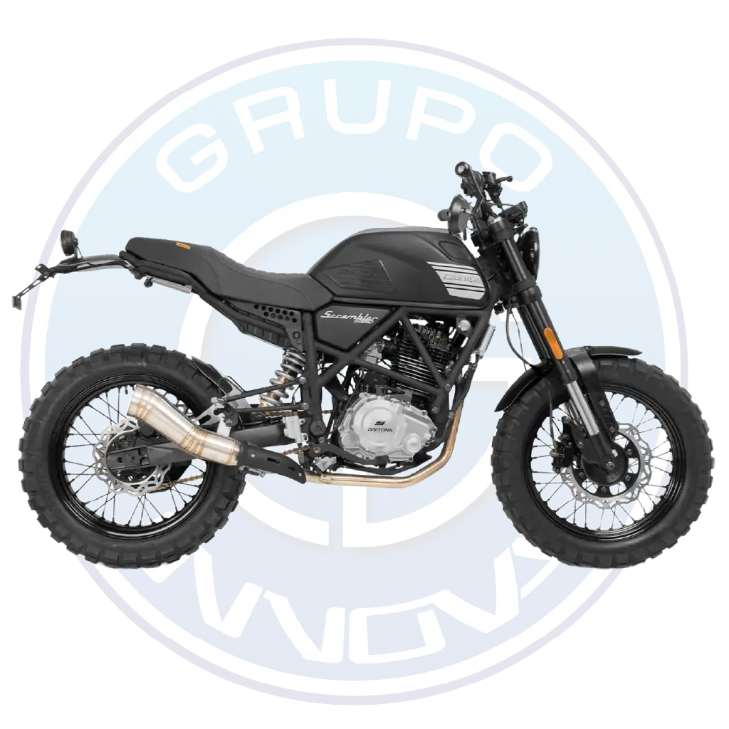 Vista lateral de la moto Daytona DY250 Scrambler 2026