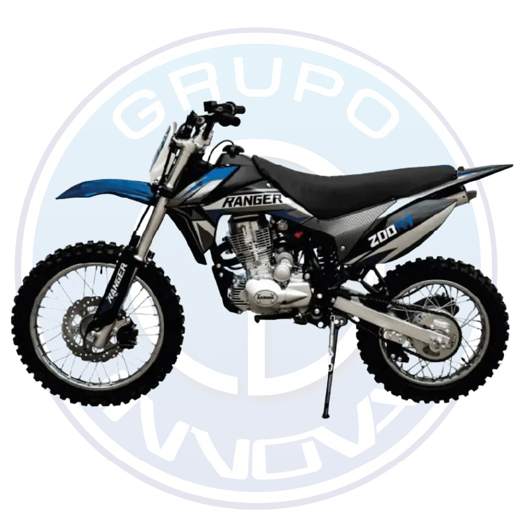 Vista lateral de la moto Ranger 200 RY doble propósito