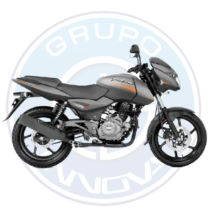 Vista completa de la Bajaj Pulsar 180 FI 2026 en color negro con azul