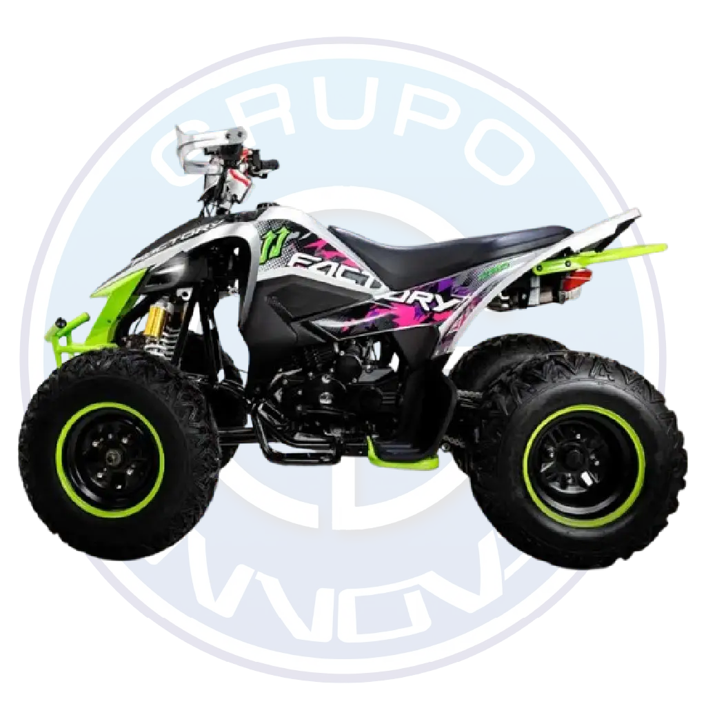 Vista frontal del cuadrón Factory Bike Cobra Kai 250cc modelo 2026