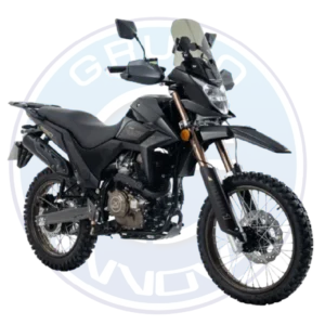 Vista lateral de la Motor 1 Nómada 250 con diseño adventure y estructura robusta.