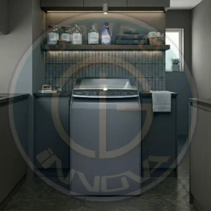 lavadora Whirlpool negra diseño moderno