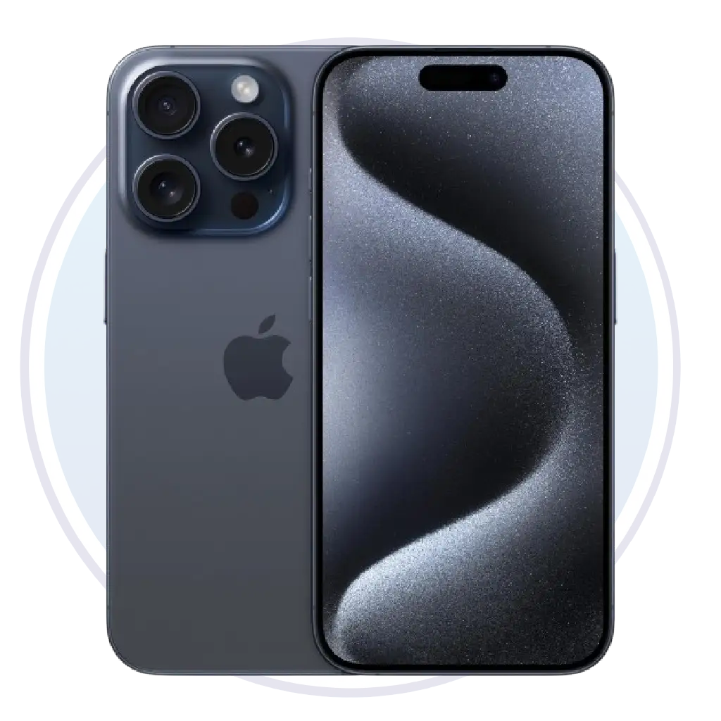 Teléfono iPhone 15 Pro 256GB Blue Titanium eSIM Grado B vista frontal